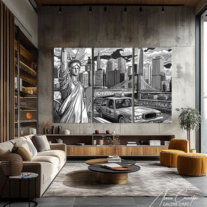 Tableau Triptyque Moderne Noir Et Blanc