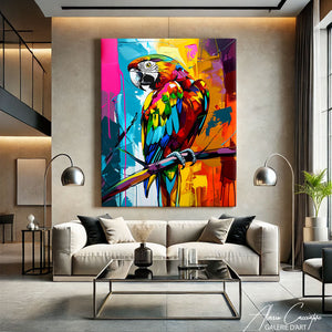 TABLEAU PERROQUET POP ART Alessio Cacciatore