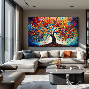 tableau arbre de vie multicolore