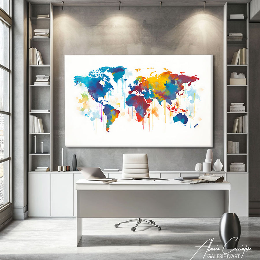Carte du Monde Tableau Blanc – mise en situation