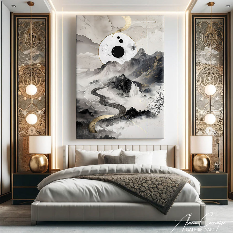 Tableau zen pour chambre à coucher – mise en situation