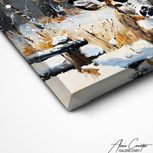 TABLEAU CERF DANS LA NEIGE Alessio Cacciatore