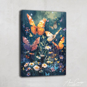 Tableau Papillons et Fleurs
