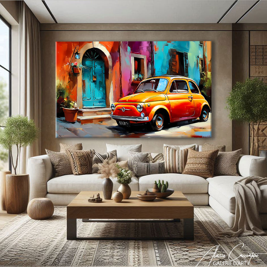 TABLEAU FIAT 500 COLORÉ – mise en situation