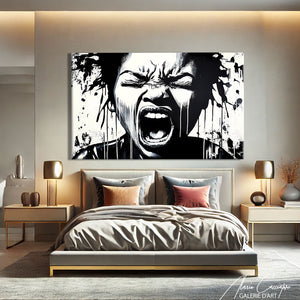 TABLEAU STREET ART NOIR ET BLANC Alessio Cacciatore