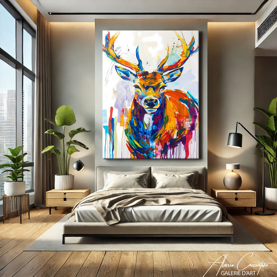 Tableau Cerf Multicolore
– mise en situation
