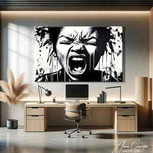 TABLEAU STREET ART NOIR ET BLANC Alessio Cacciatore