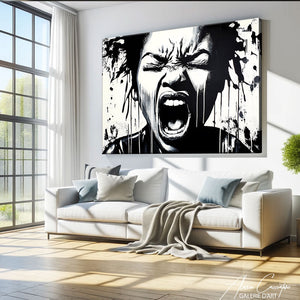 TABLEAU STREET ART NOIR ET BLANC Alessio Cacciatore