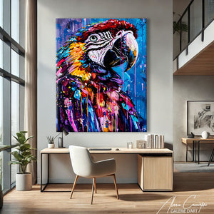 TABLEAU PERROQUET MULTICOLORE Alessio Cacciatore