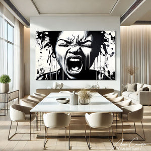 TABLEAU STREET ART NOIR ET BLANC Alessio Cacciatore