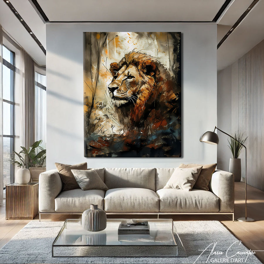 Tableau Peinture Lion – mise en situation