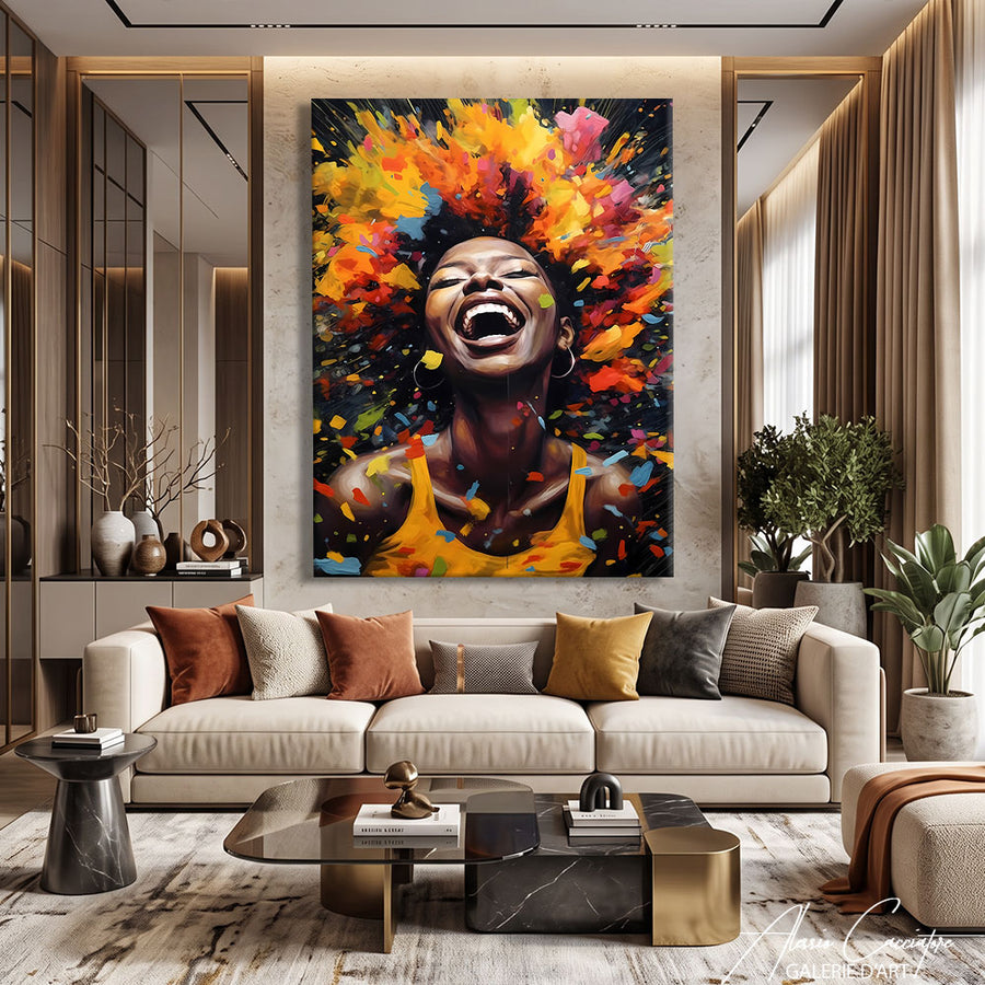 TABLEAU FEMME AFRICAINE COLORÉ – mise en situation