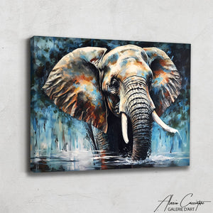 TABLEAU ÉLÉPHANT DANS L'EAU