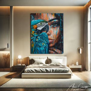 Tableau Femme Perroquet