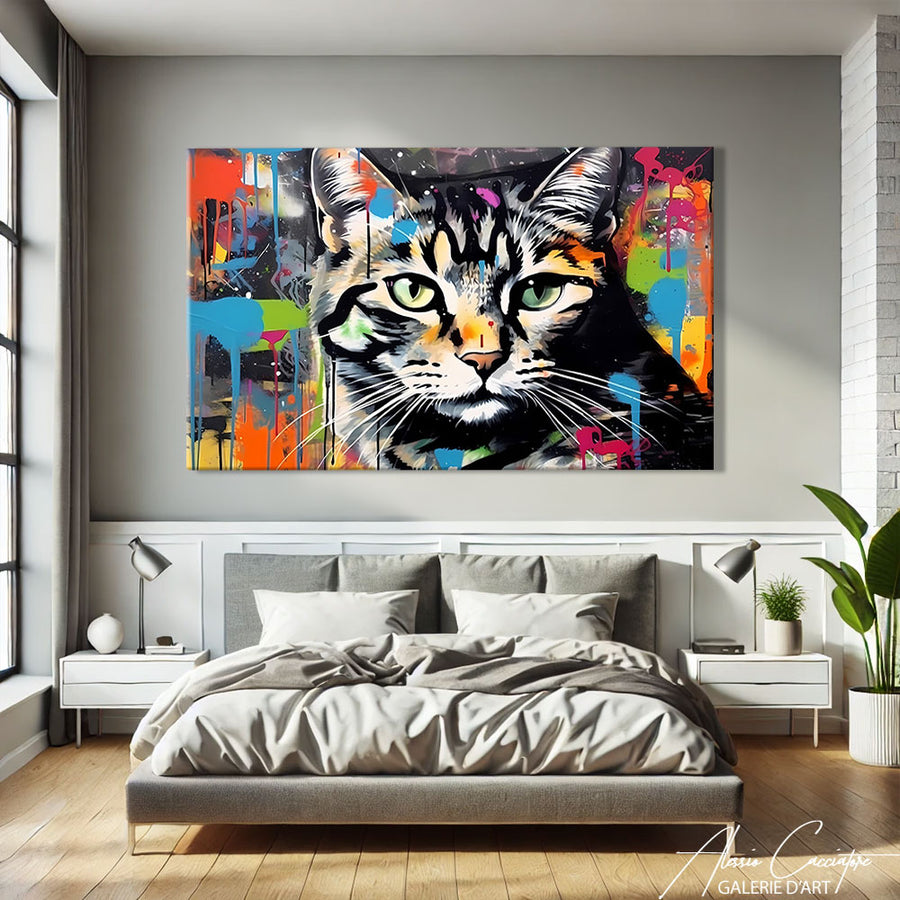 tableau chat street art – mise en situation