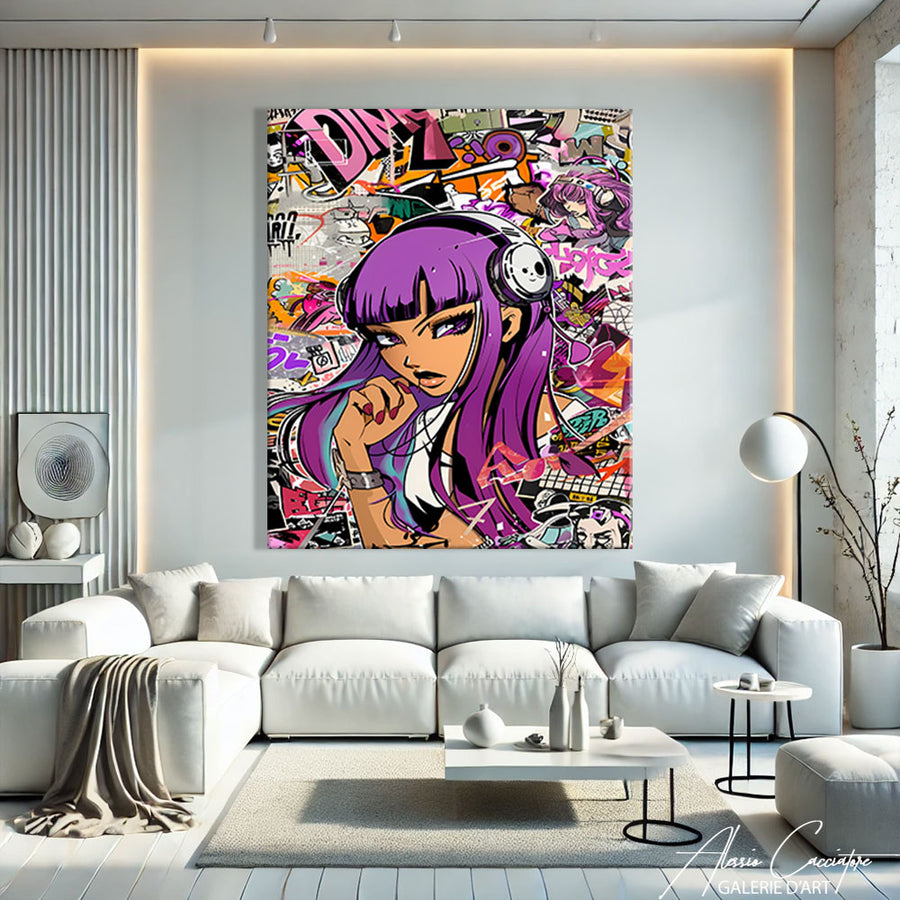 Peinture Graffiti sur Toile
– mise en situation