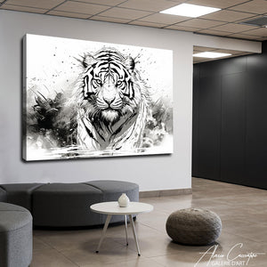 tableau tigre noir et blanc