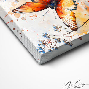TABLEAU PAPILLON FLEURS AQUARELLE Alessio Cacciatore