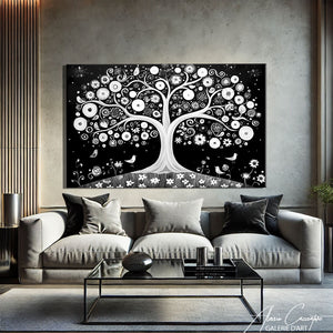 TABLEAU NOIR ET BLANC ARBRE DE VIE