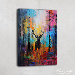 Peinture Cerf Forêt