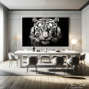 tableau tigre noir et blanc