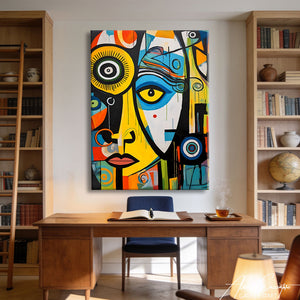 TABLEAU VISAGE ABSTRAIT COULEUR