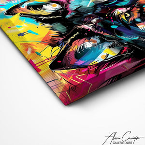 TABLEAU LOUP COLORÉ Alessio Cacciatore
