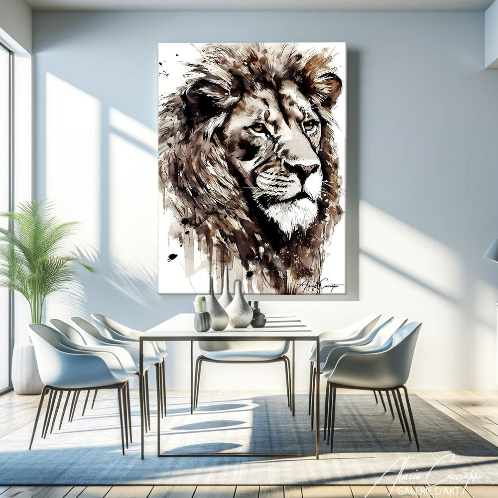 TABLEAU LION BLANC