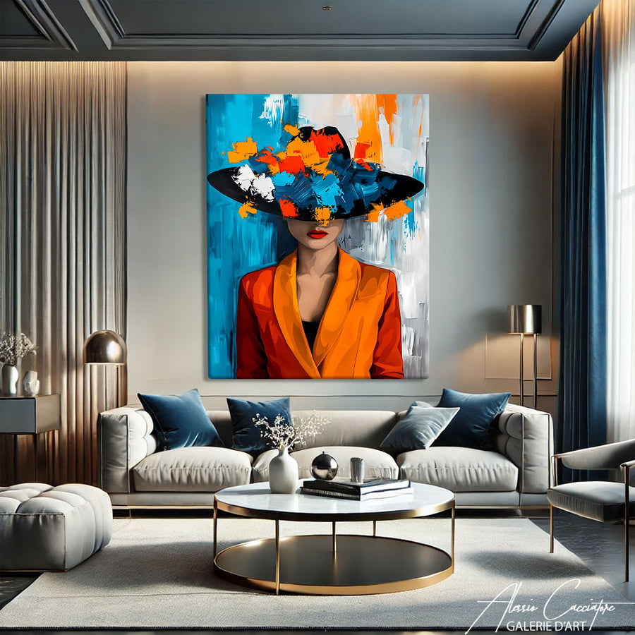 Tableau Femme Chapeau – mise en situation