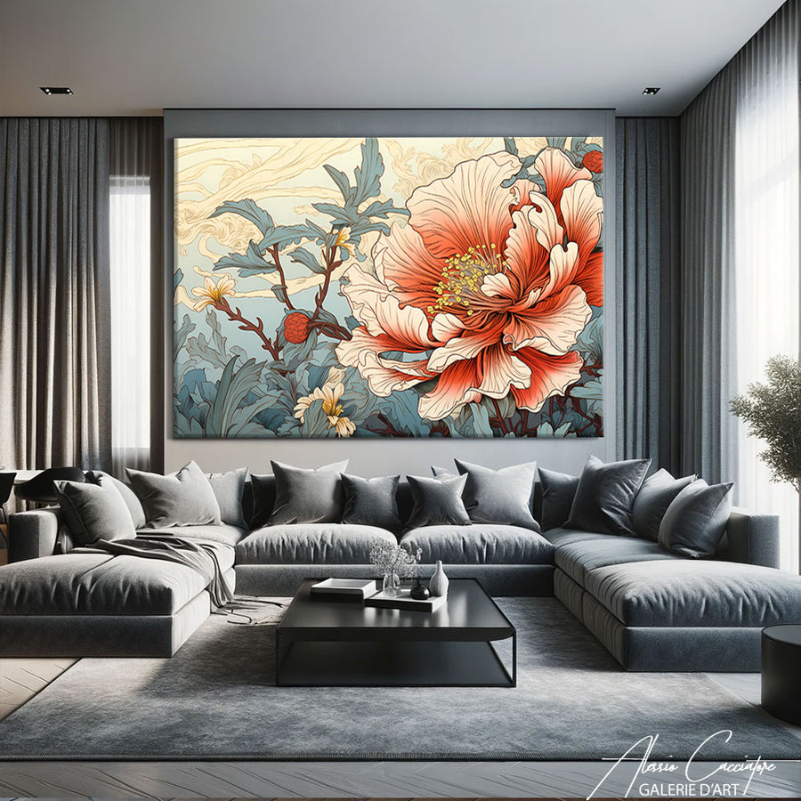 tableau japonais fleurs – mise en situation
