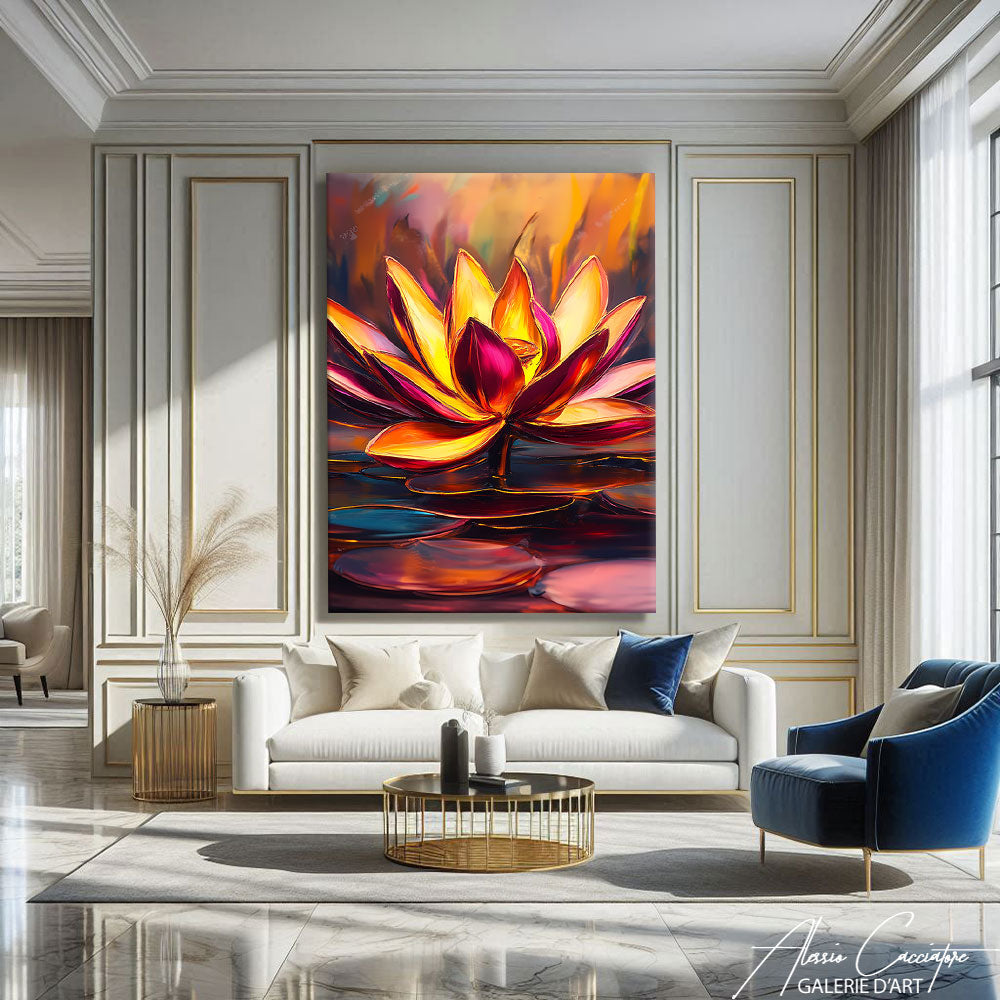 Tableau Fleur de Lotus Rouge