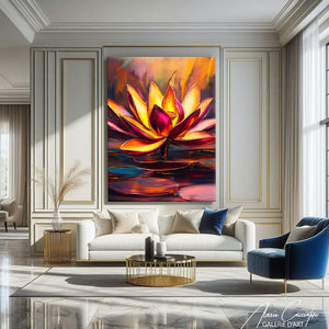 Tableau Fleur de Lotus Rouge