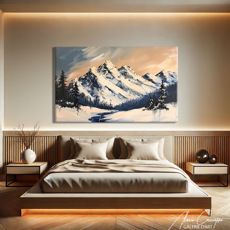 Tableau Montagne Vintage – mise en situation