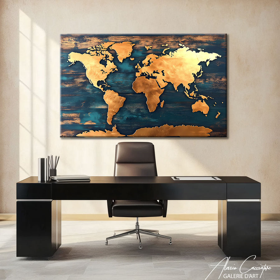 Carte du monde toile – mise en situation