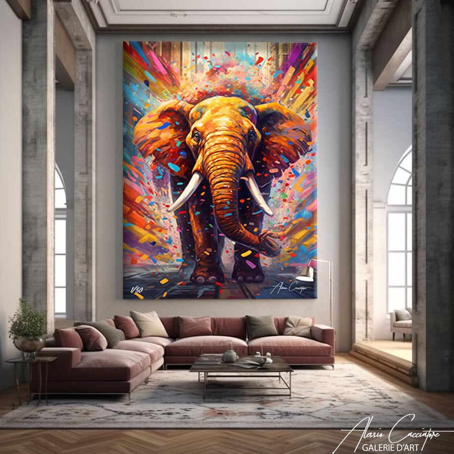 Tableau Éléphant Lumineux – mise en situation