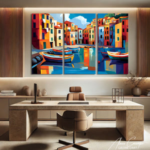 Tableau Triptyque Abstrait