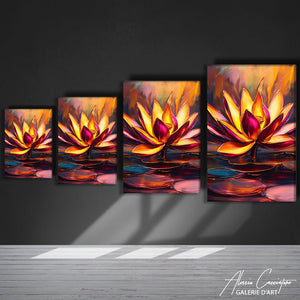 TABLEAU FLEUR DE LOTUS ROUGE Alessio Cacciatore