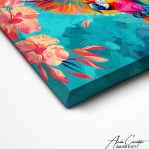 TABLEAU PERROQUET FLORAL Alessio Cacciatore