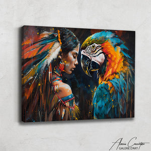 Tableau Femme Perroquet