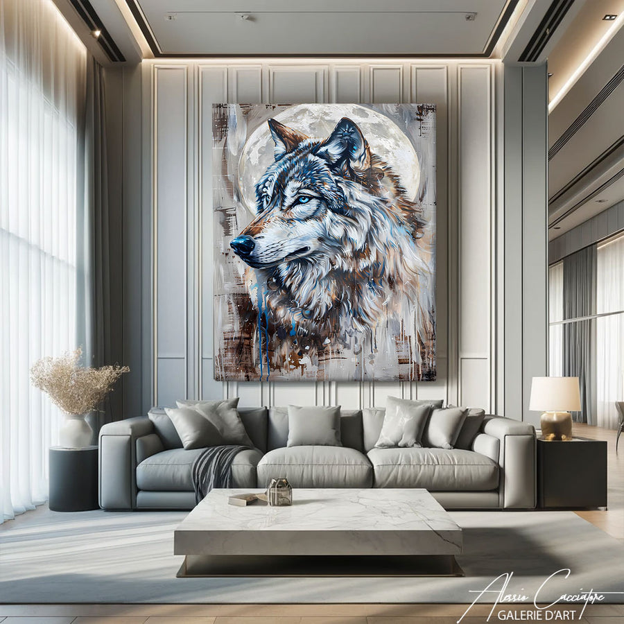 Peinture Loup Pleine Lune – mise en situation