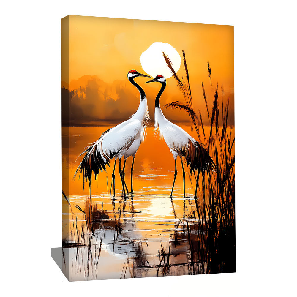 TABLEAU COUCHER DE SOLEIL GRUE