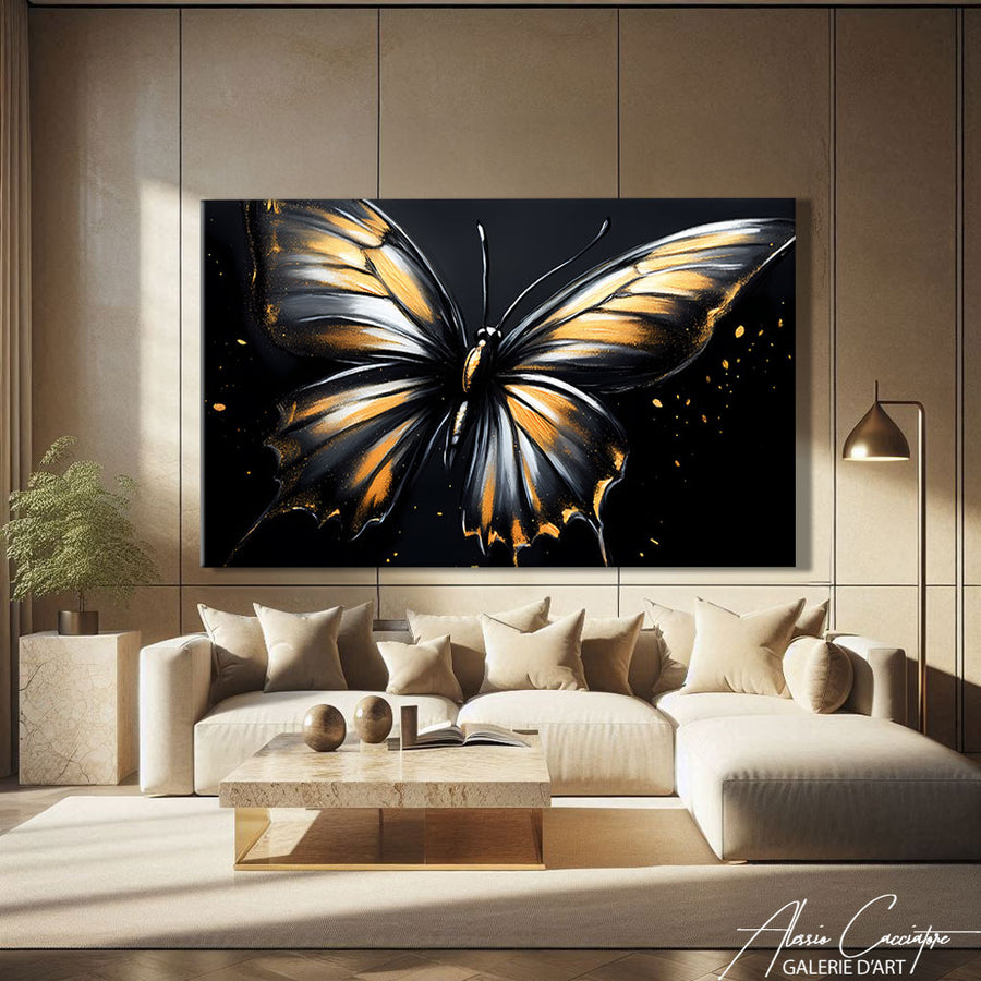 Tableau Papillon Abstrait – mise en situation