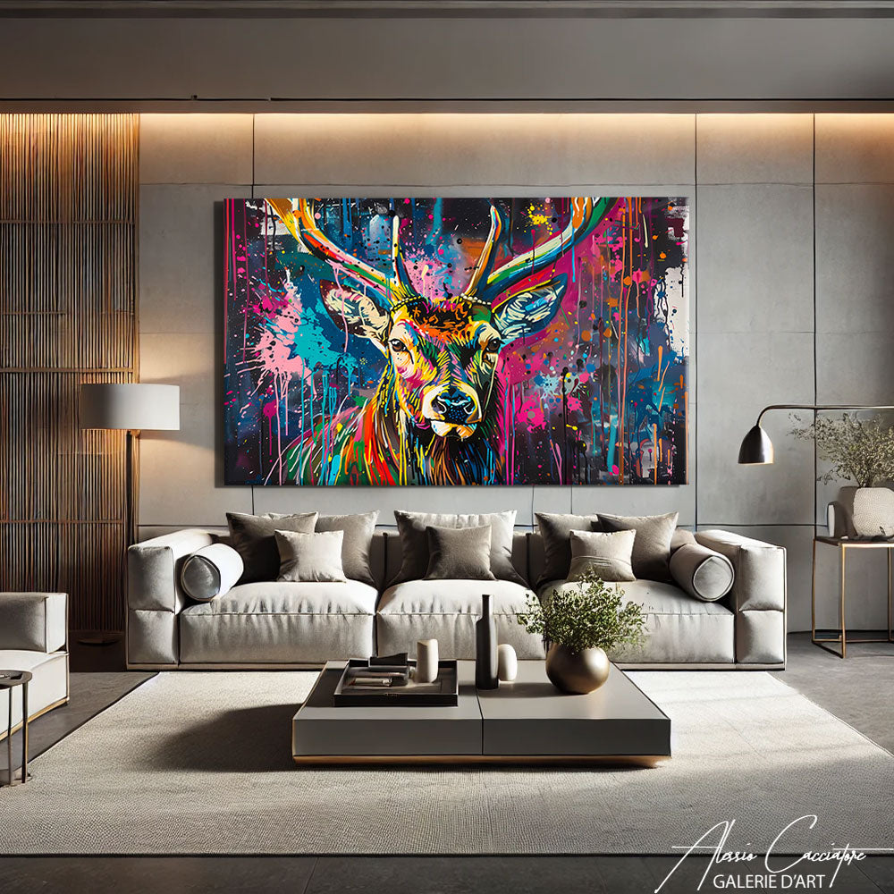 TABLEAU CERF POP ART