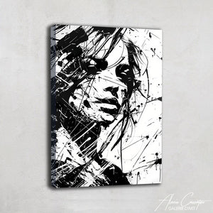 Tableau Visage Femme Noir et Blanc