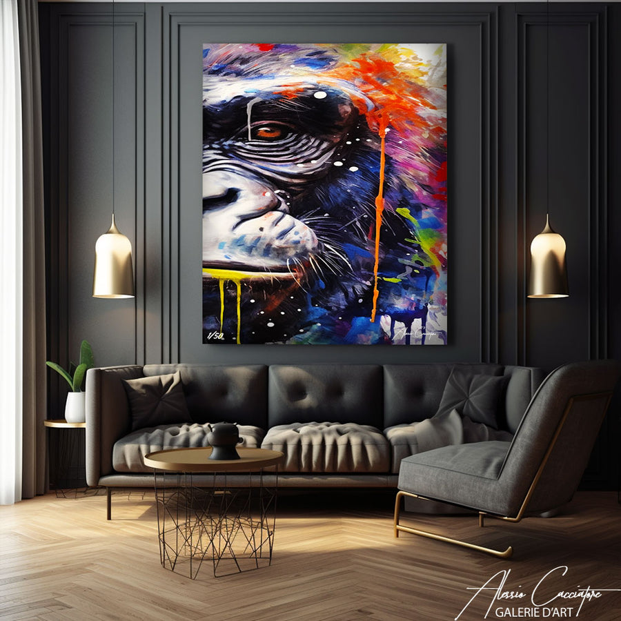 tableau gorille street art – mise en situation