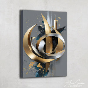 Tableau Abstrait Jaune et Gris