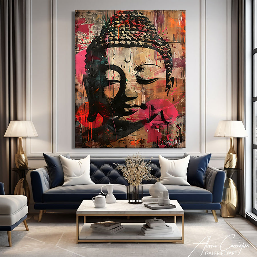 Tableau Tête de Bouddha – mise en situation