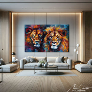 TABLEAU LION ET LIONNE MODERNE