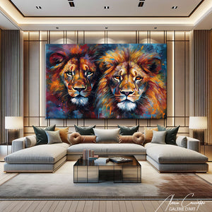 TABLEAU LION ET LIONNE