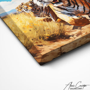 TABLEAU TIGRE CHASSE Alessio Cacciatore